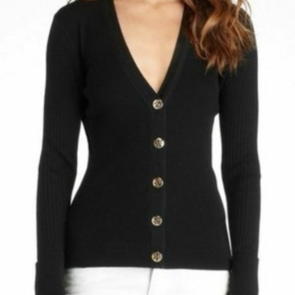 Tory Burch
Logo Button Merino Wool V-Neck Cardigan